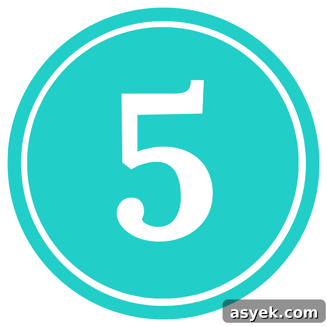 number 5 in a teal circle