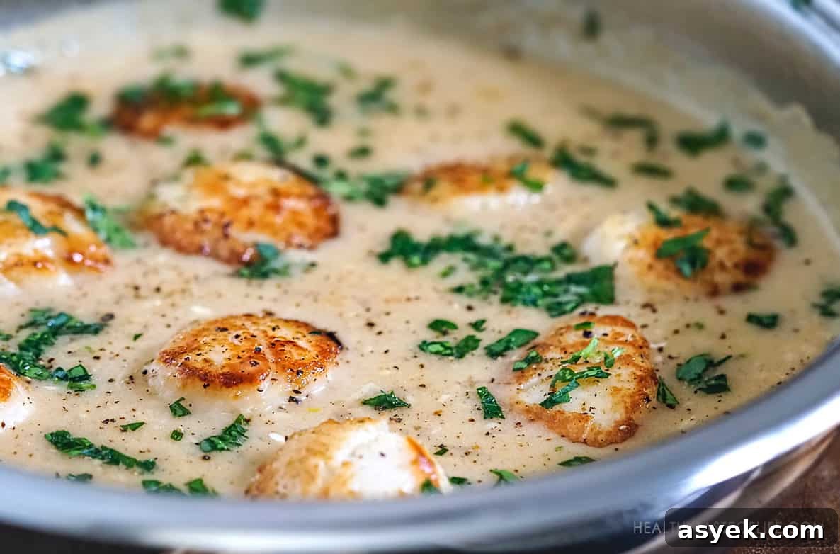 Whole30 Scallops with Dairy-Free Cream Sauce 6 Paleo scallops with dairy free cream sauce. Whole30 scallops with white gravy.