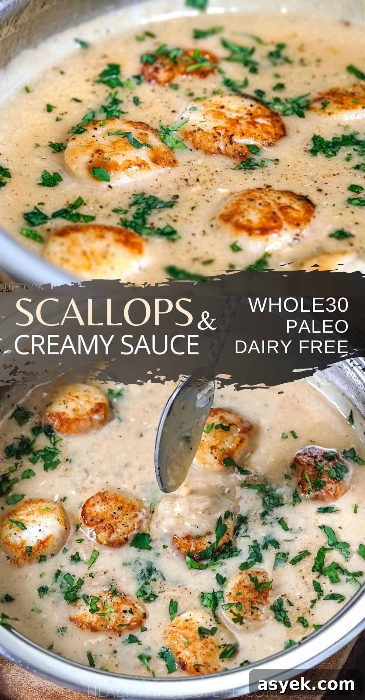 Whole30 Scallops with Dairy-Free Cream Sauce 9 Whole30 Scallops In A Dairy Free Cream Sauce Paleo, Gluten Free Recipe Pinterest.